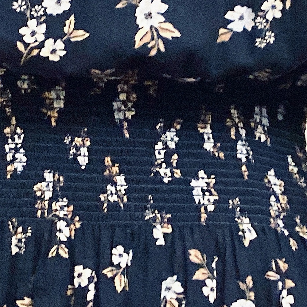 J. Jill Navy Blue Ditsy Floral SZ S Cottagecore Romantic Boho Chic Peasant Dress - Picture 5 of 13